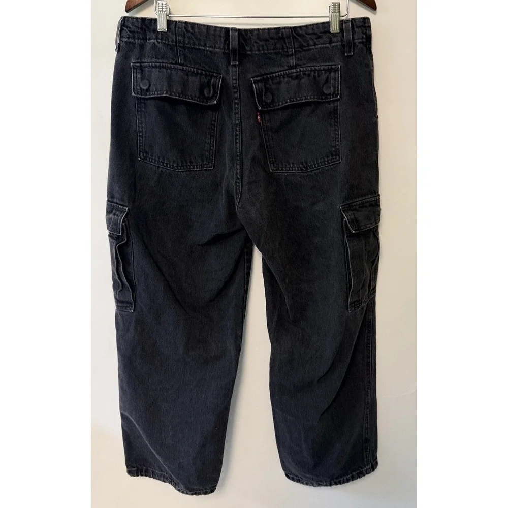 Levi's 94 Baggy Womens Cargo Pants Black Sz 31 Relaxed Utility Streetwear Grunge